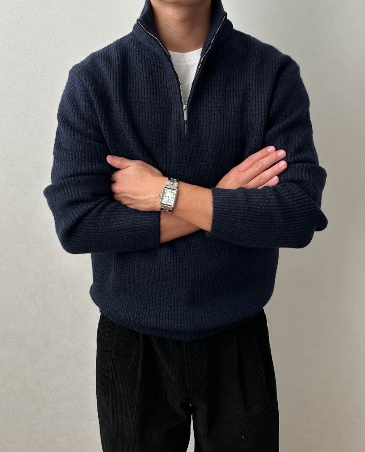 Men's Quarter Zip Sweater | Ribbed Knit Comfort 7