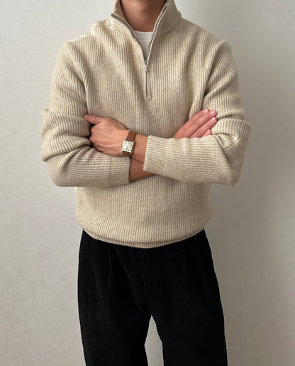 Men's Quarter Zip Sweater | Ribbed Knit Comfort 8