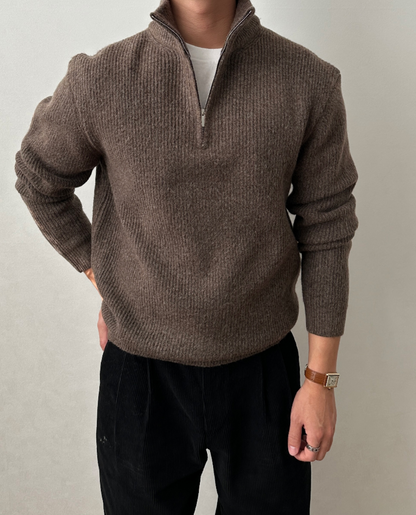 Men's Quarter Zip Sweater | Ribbed Knit Comfort 10