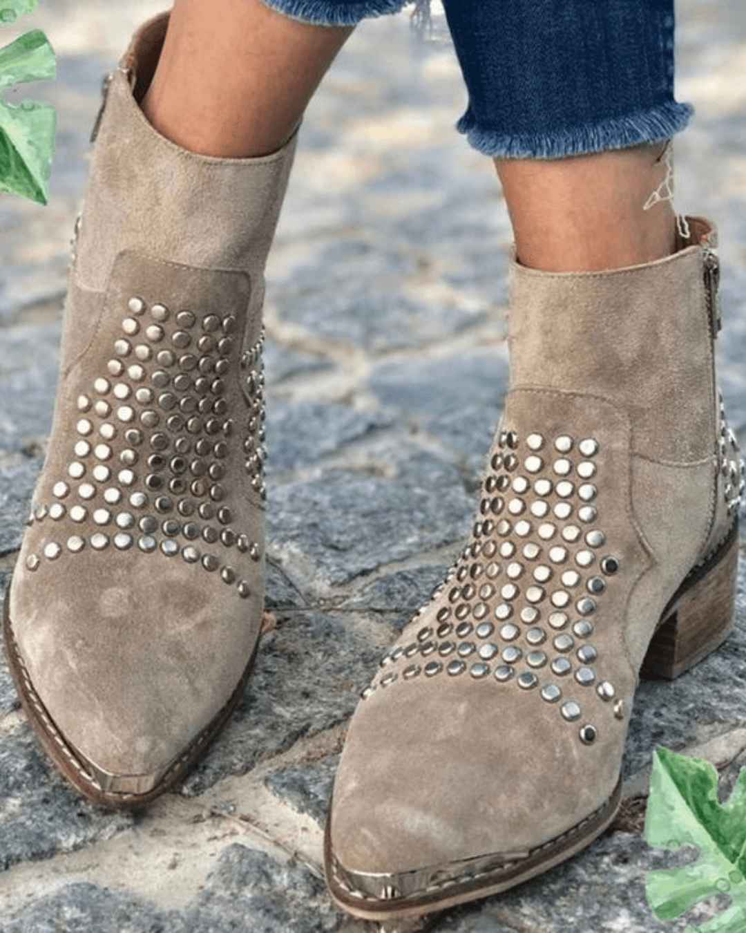 Women's Chunky Boots | Studded Pointed Toe 1