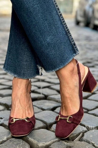 Women's Slingback Heels | Pointed Toe & Block Heel 4