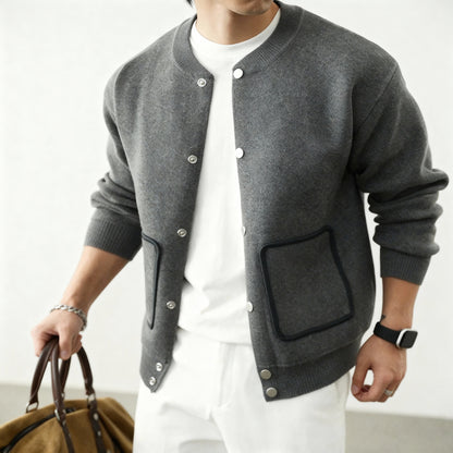 Women's Collarless Knit Cardigan | Structured & Versatile 1