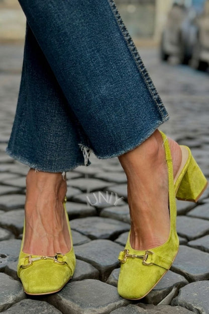 Women's Slingback Heels | Pointed Toe & Block Heel 7