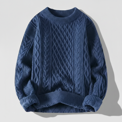 Men's Diamond Lattice Ribbed Knit Jumper Crew Neck Sweater 1