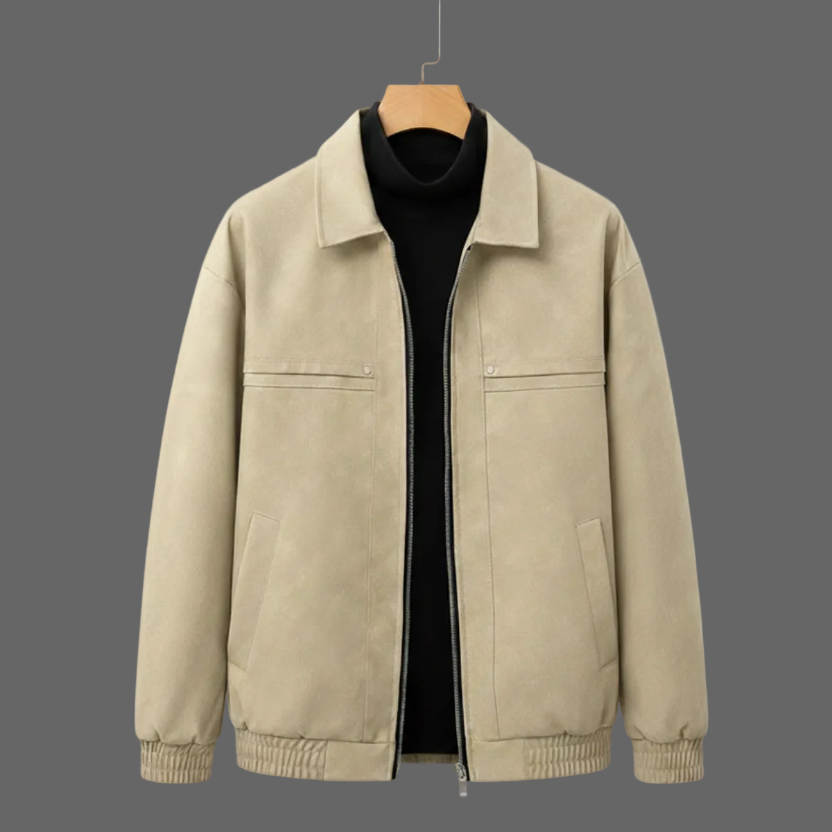 Men's Bomber Jacket Structured Collar Elastic Cuffs Panel 7
