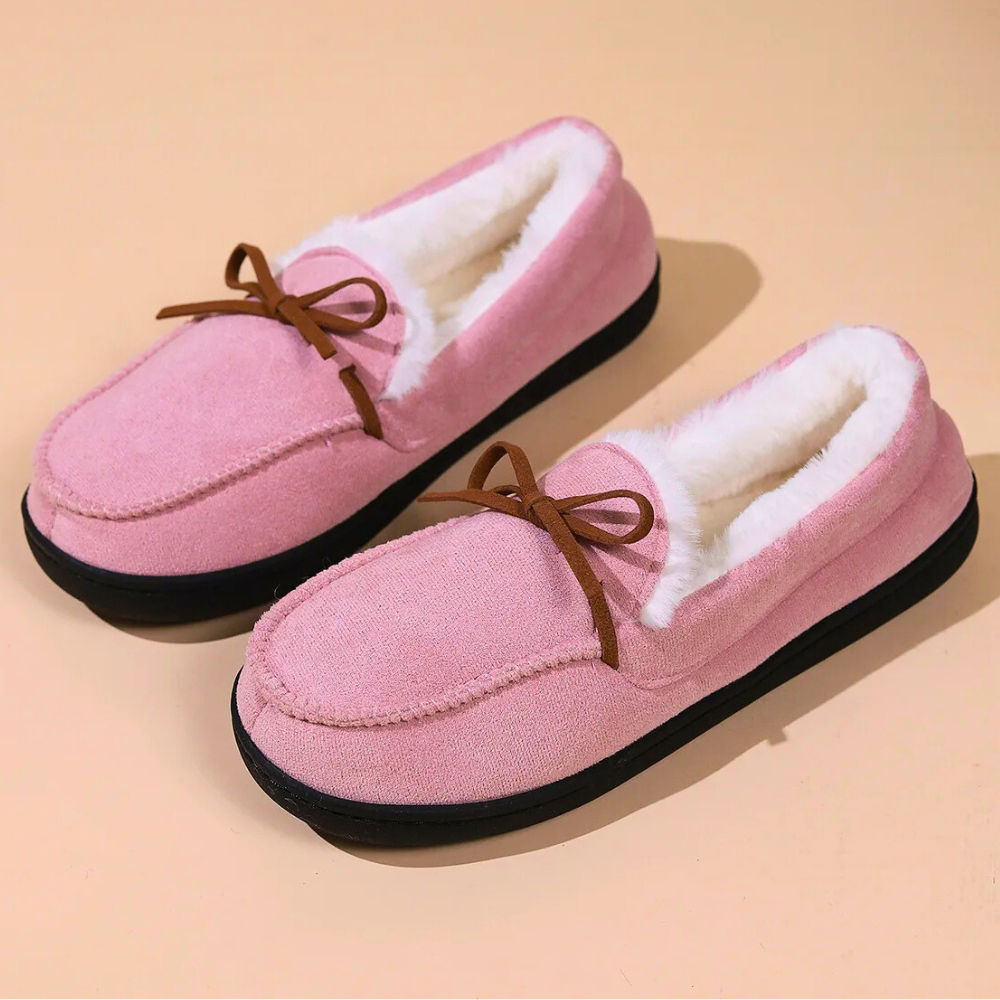 Women's Lined Slippers Butterfly Bow Cosy Slip On Shoes 1