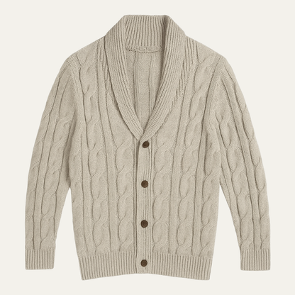 Men's Knit Cardigan | Cable Geometric Pattern 1