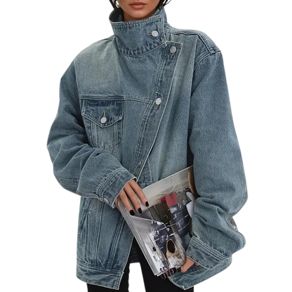 Women's Asymmetric Button Jacket | Oversized & Warm 1