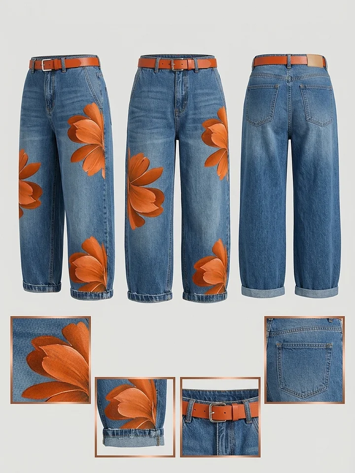 Women's Shirt & Jeans Co-ord Set | Floral Embroidered Design 9