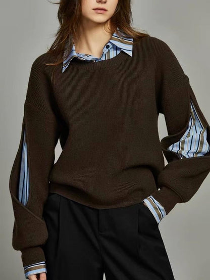 Women's Knit Jumper | Layered Crew Neck Warmth 3