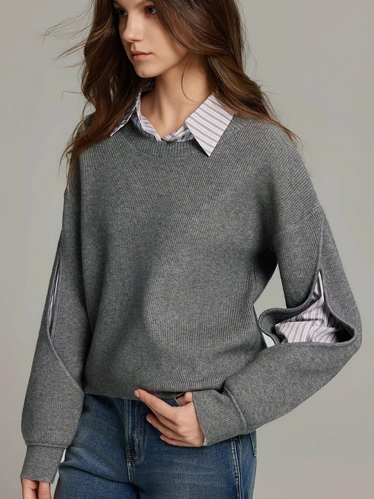 Women's Knit Jumper | Layered Crew Neck Warmth 5