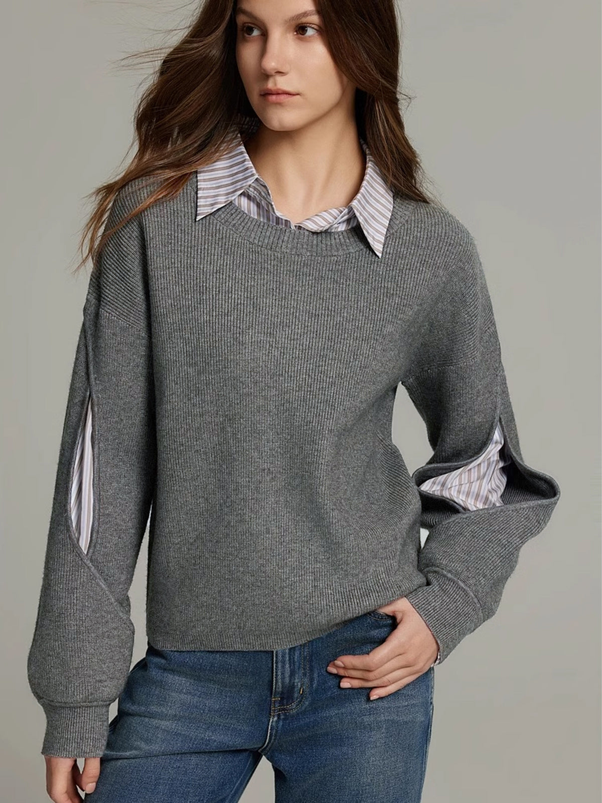Women's Knit Jumper | Layered Crew Neck Warmth 6
