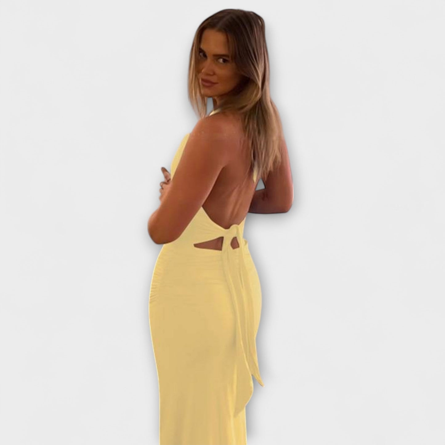 Chic Backless Halter Neck Evening Gown