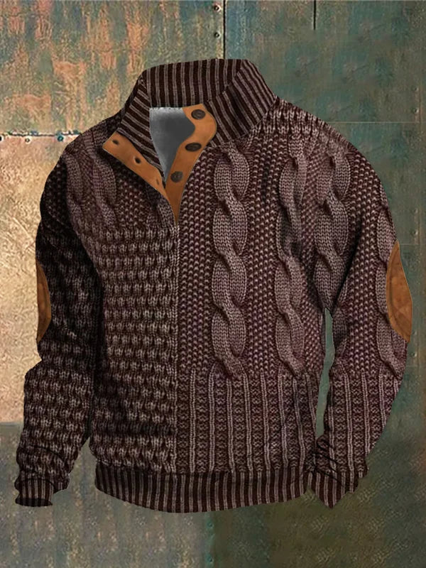 Men's Sweater | Button Neck Cable Knit 3