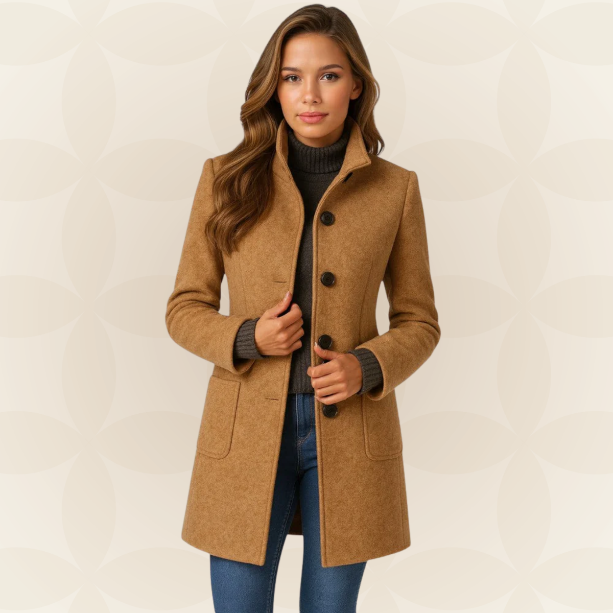 Women's Mid-Length Coat | Tailored Fit & Classic Lapel Collar 1