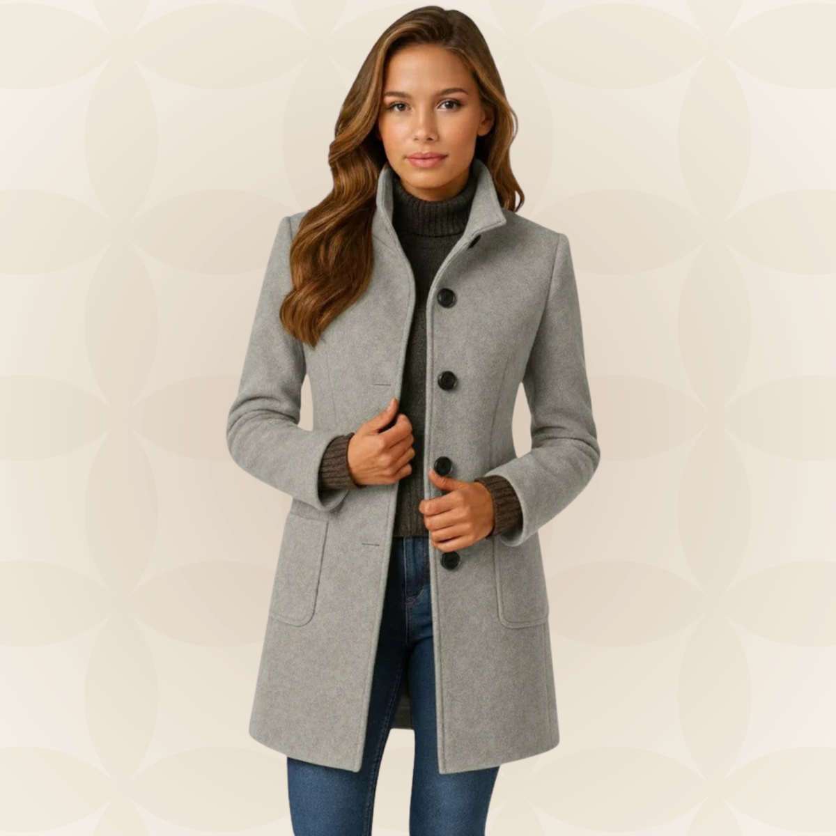 Women's Mid-Length Coat | Tailored Fit & Classic Lapel Collar 2