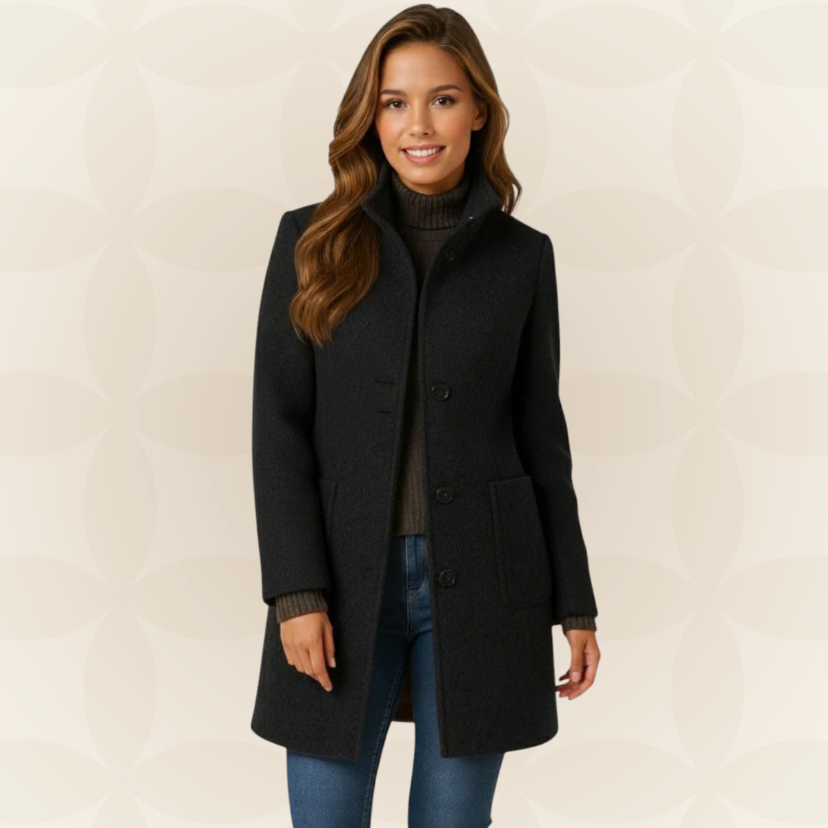 Women's Mid-Length Coat | Tailored Fit & Classic Lapel Collar 3