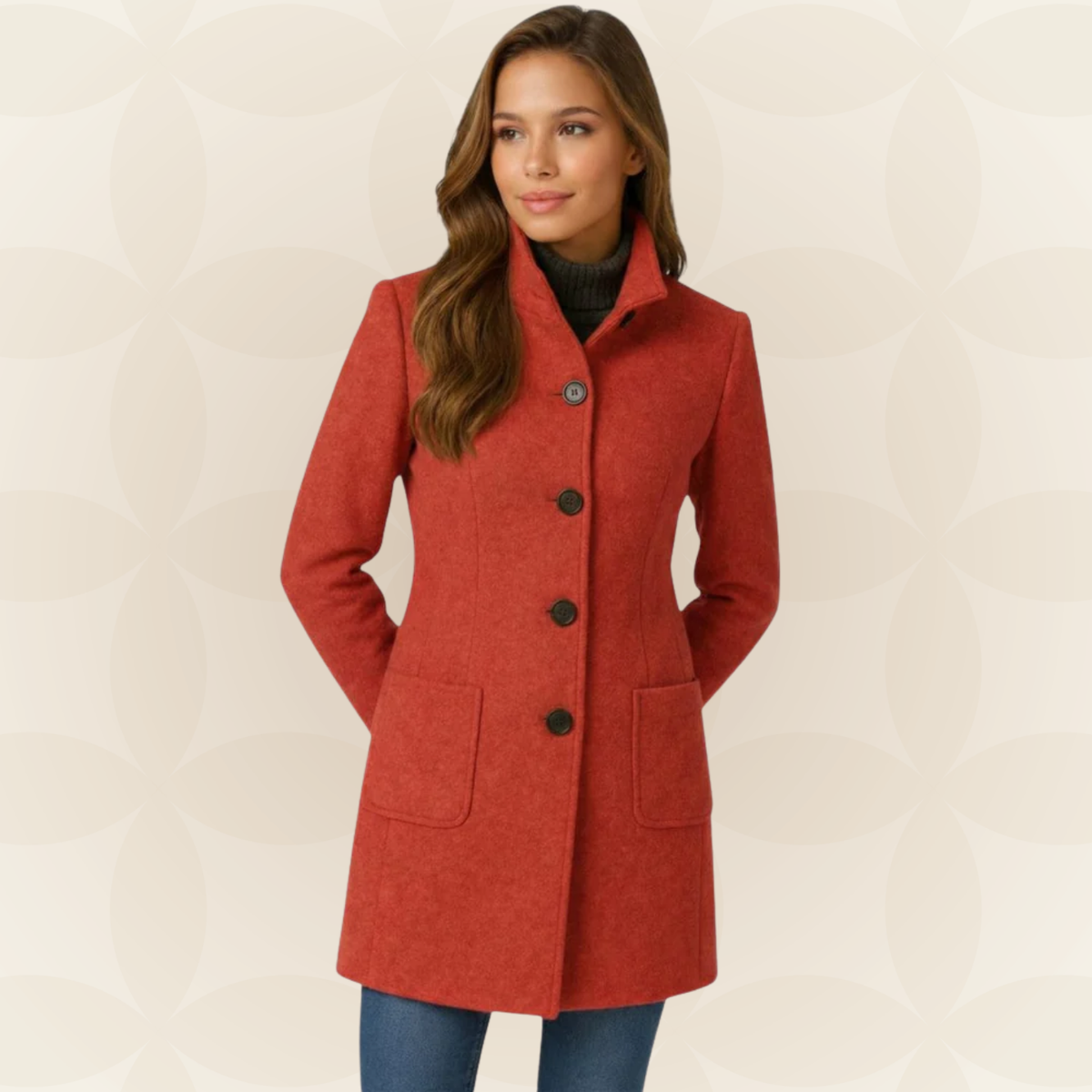 Women's Mid-Length Coat | Tailored Fit & Classic Lapel Collar 4