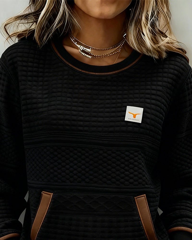 Women's Color Block Sweatshirt | Round Neck & Pocket Detail 5