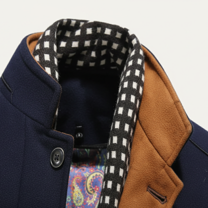 Men's Smart Casual Wool Trench Coat with Stand Collar