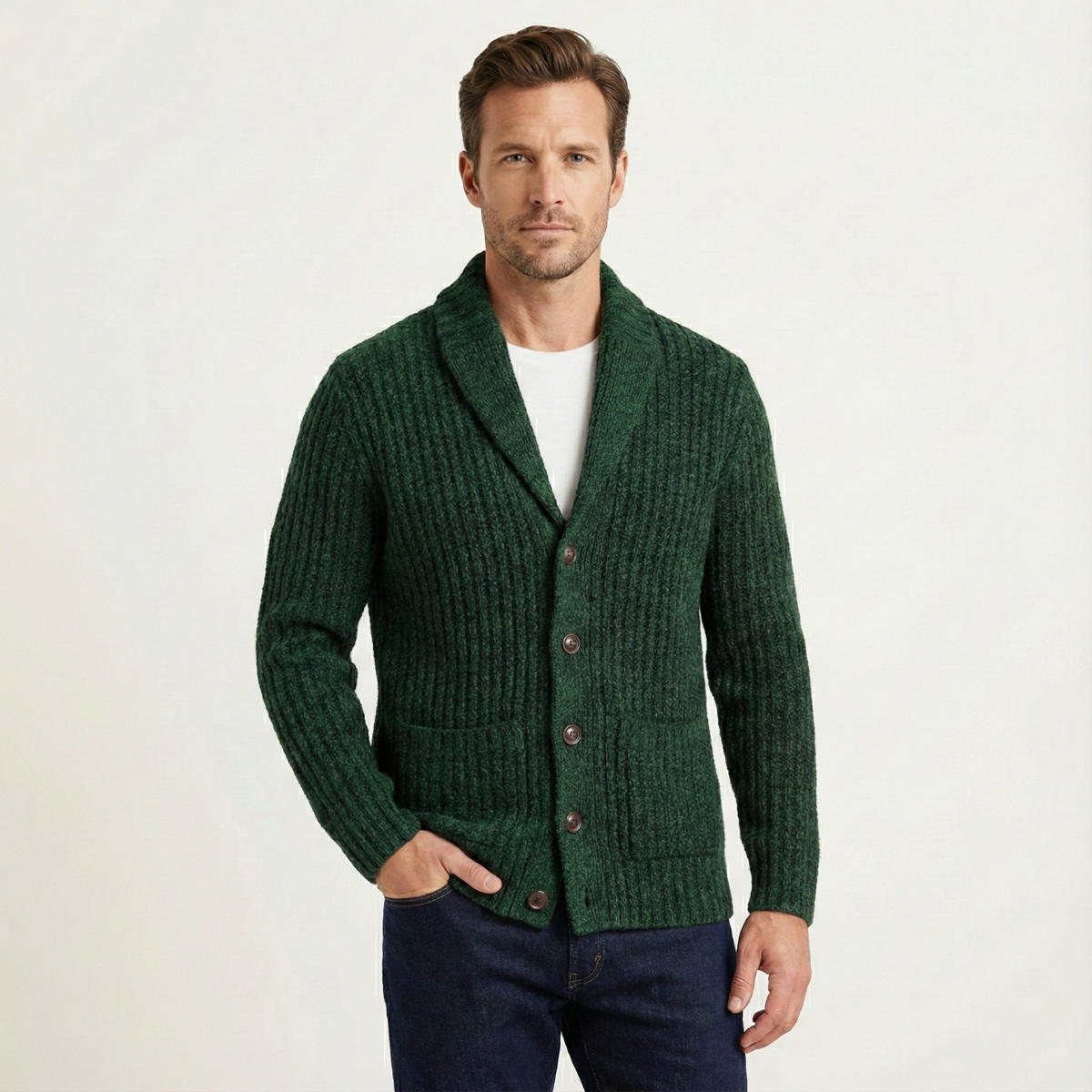 Men's Chunky Knit Cardigan | Shawl Collar & Warm 6