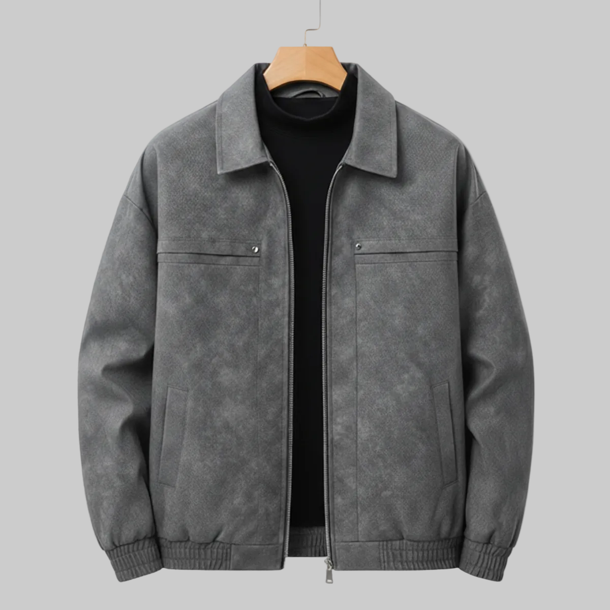 Men's Bomber Jacket Structured Collar Elastic Cuffs Panel 5