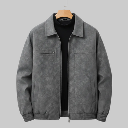 Men's Bomber Jacket Structured Collar Elastic Cuffs Panel 5