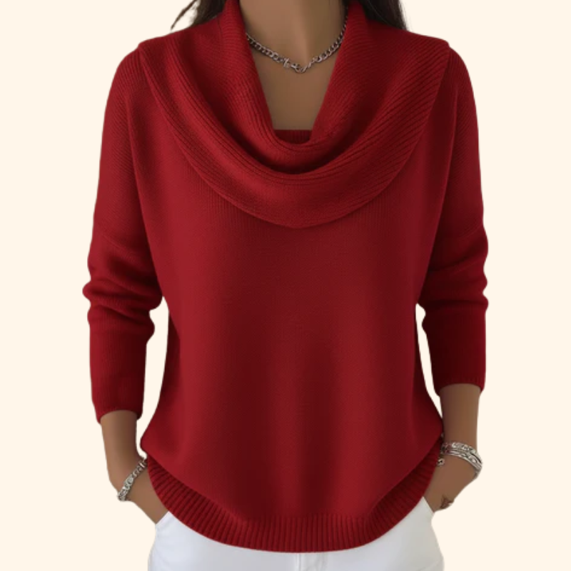 Women's Jumper | Draped Collar & Relaxed Fit 1