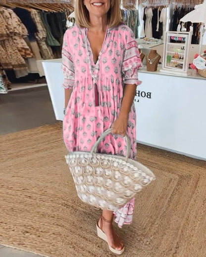 Mana | Floral V-Neck Dress for Stylish Occasions