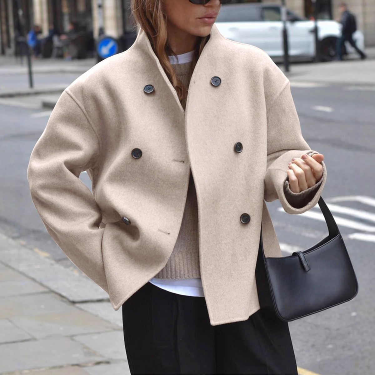 Women's Long Sleeve Coat | Stand Collar & Cosy Warmth 1