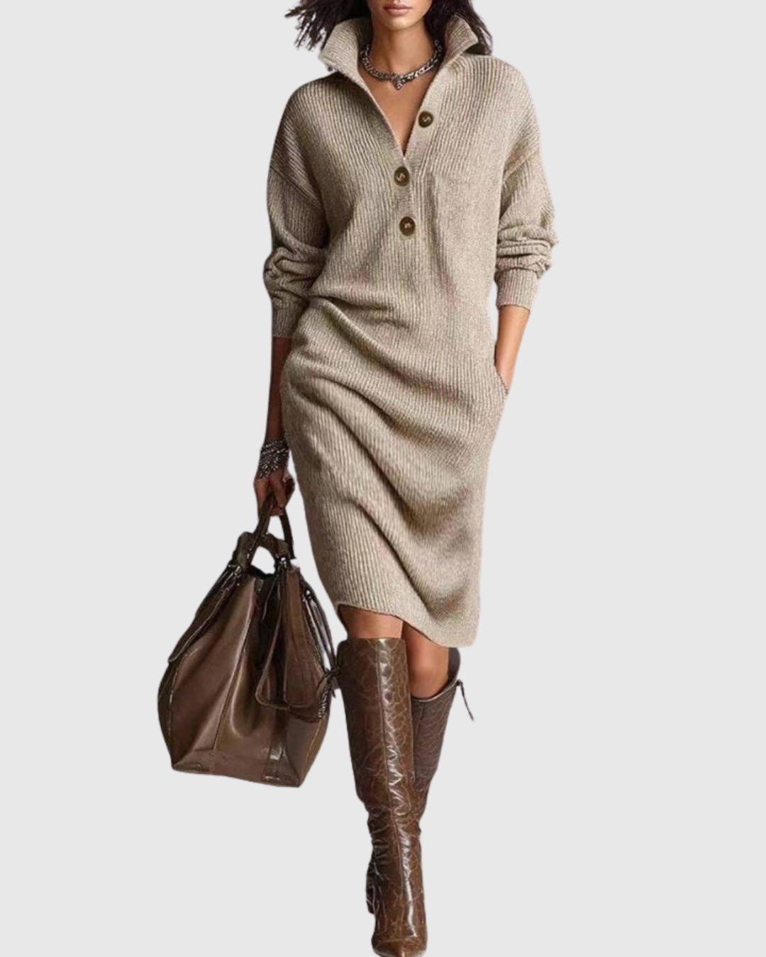 Women's Knit Midi Dress | Warm & Elegant 2