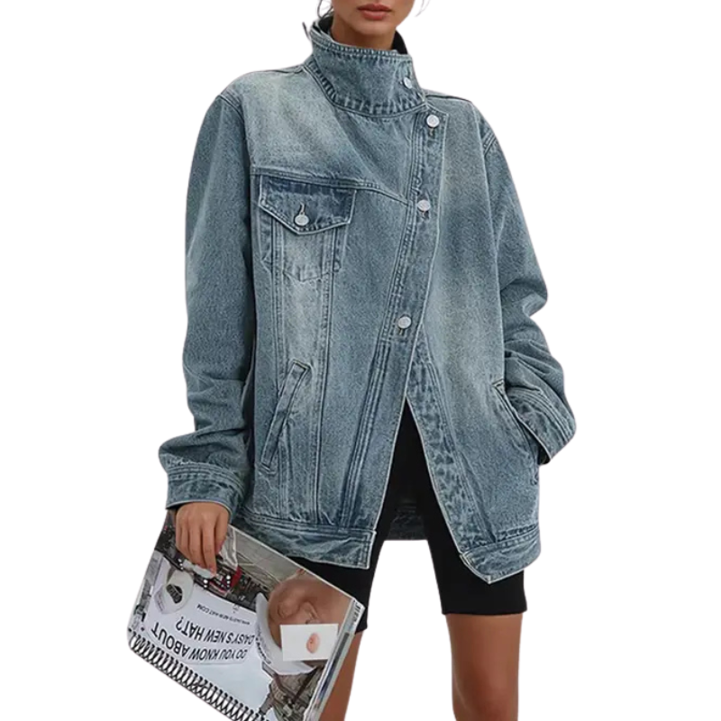 Women's Asymmetric Button Jacket | Oversized & Warm 2