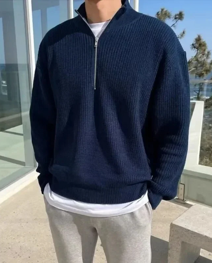 Men's Mock Neck Sweater | Quarter Zip Comfort 1