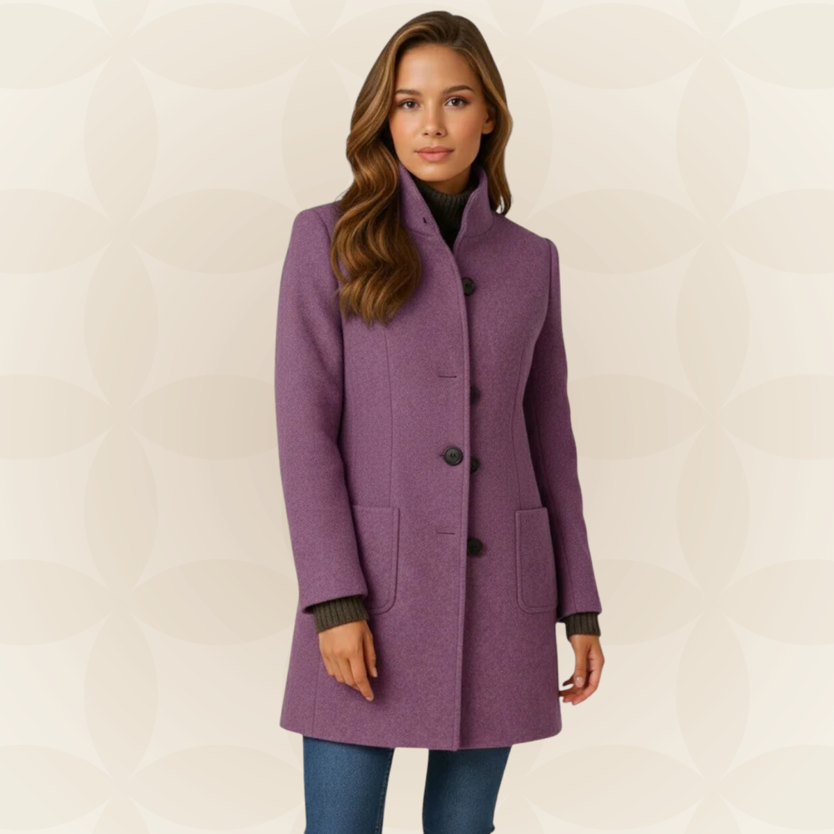 Women's Mid-Length Coat | Tailored Fit & Classic Lapel Collar 6