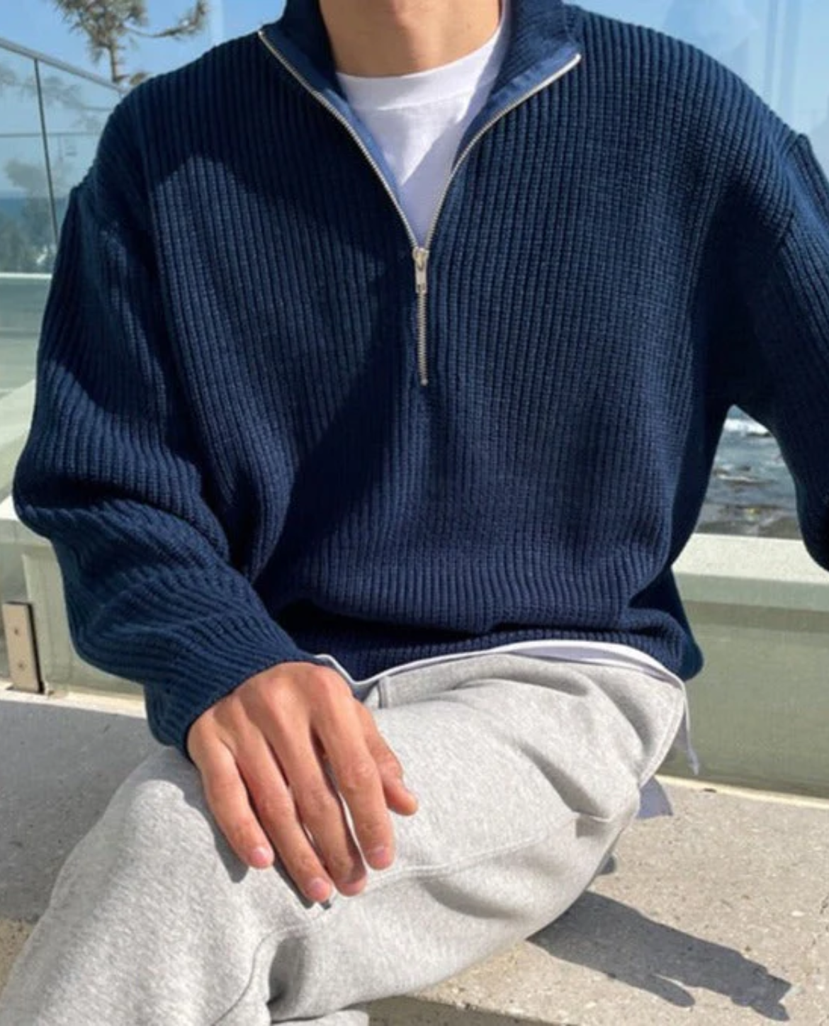 Men's Mock Neck Sweater | Quarter Zip Comfort 2