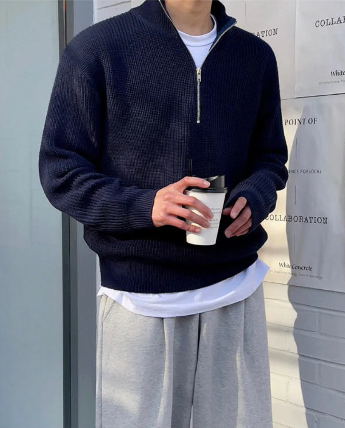 Men's Mock Neck Sweater | Quarter Zip Comfort 7