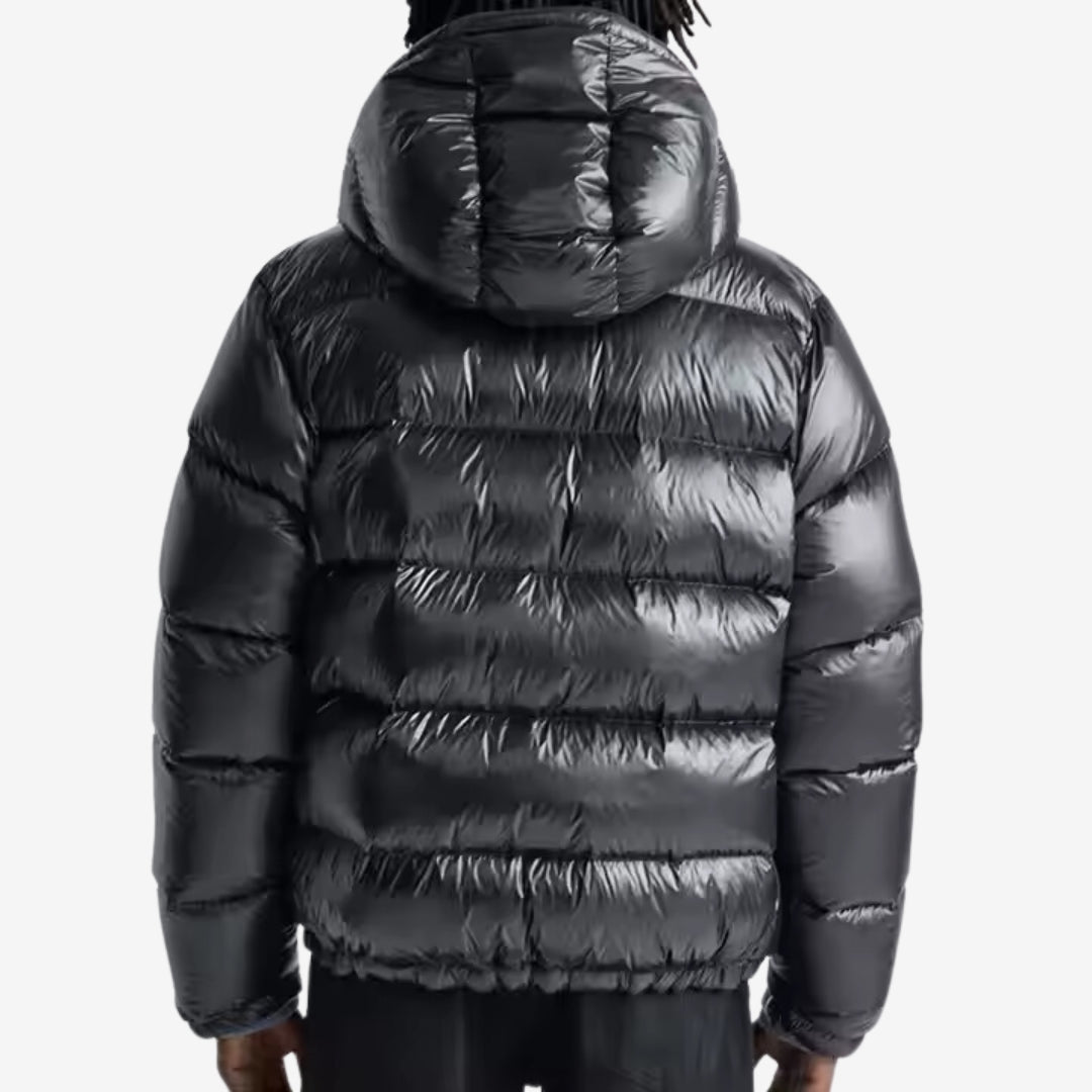 Men's Short Puffer Jacket | Hooded & Glossy Finish 4