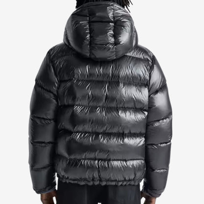 Men's Short Puffer Jacket | Hooded & Glossy Finish 4