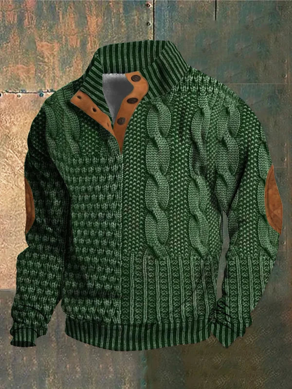 Men's Sweater | Button Neck Cable Knit 5