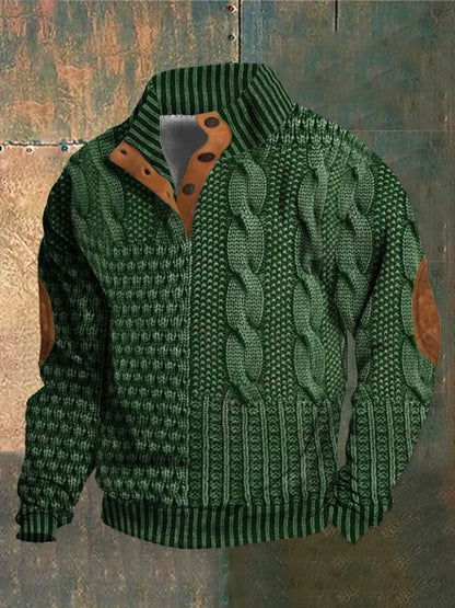 Men's Sweater | Button Neck Cable Knit 5