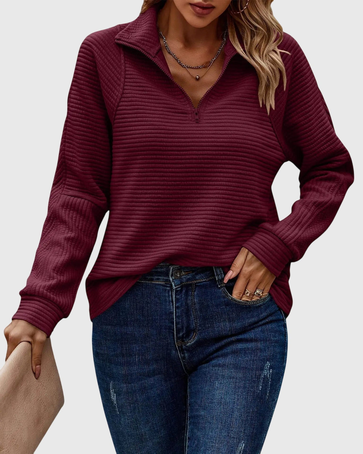 Women's Zip Jumper | Elegant V-Neck Design 5