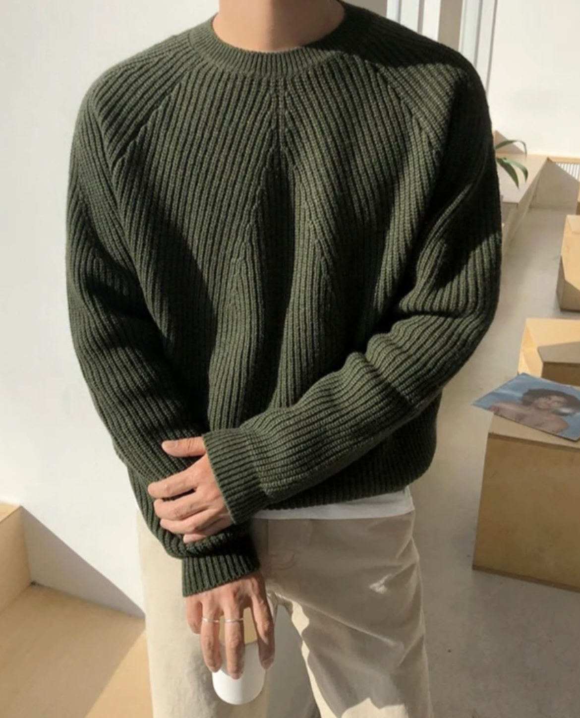 Women's Ribbed Sweater | Crew Neck Knit 1