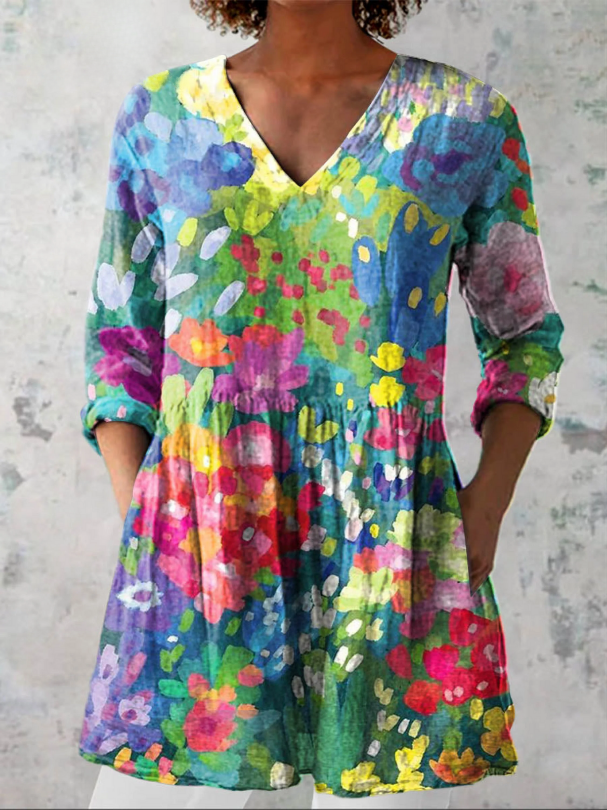 Women's Long Blouse | V-Neck & Flowy Fit 1