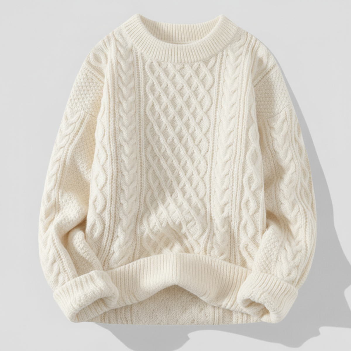 Men's Diamond Lattice Ribbed Knit Jumper Crew Neck Sweater 8