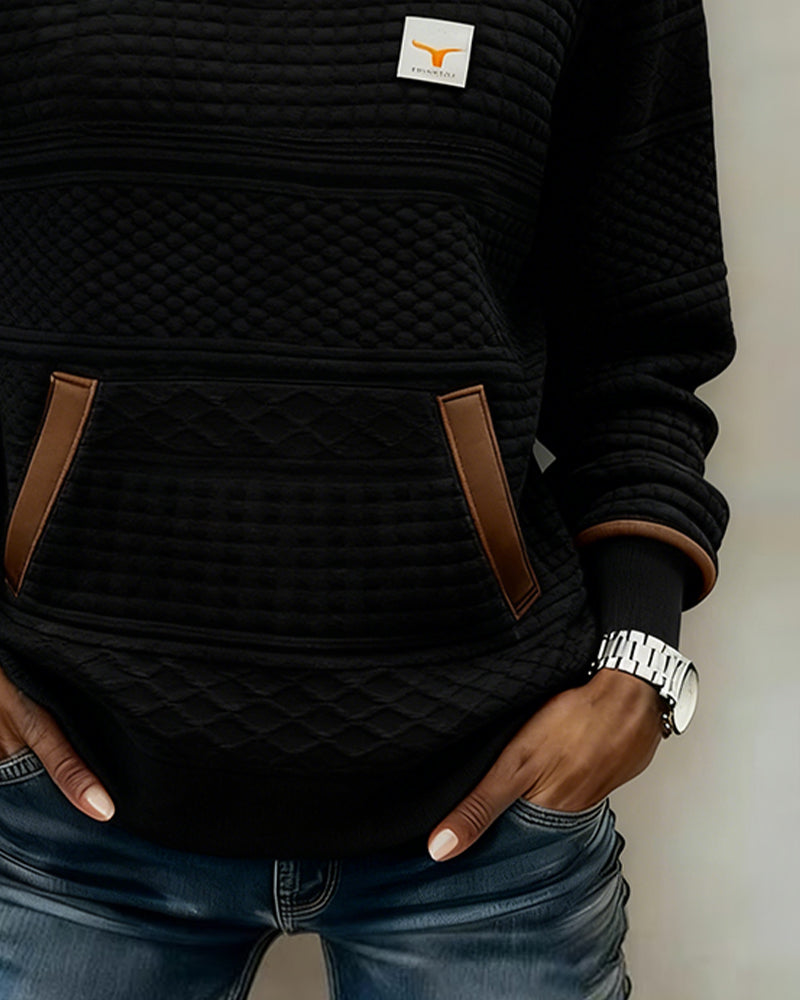 Women's Color Block Sweatshirt | Round Neck & Pocket Detail 6