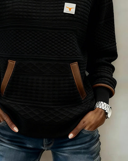 Women's Color Block Sweatshirt | Round Neck & Pocket Detail 6