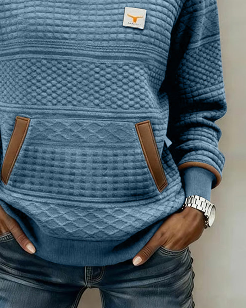 Women's Color Block Sweatshirt | Round Neck & Pocket Detail 9