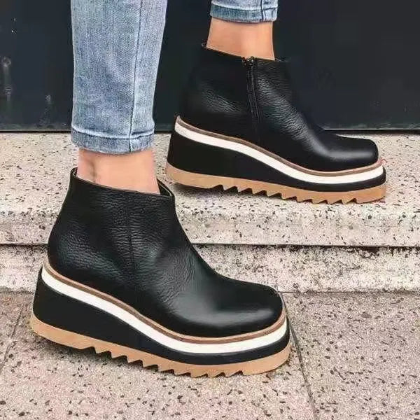Schwarz Orthopädische Lederstiefel