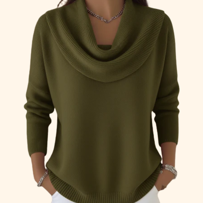 Women's Jumper | Draped Collar & Relaxed Fit 3