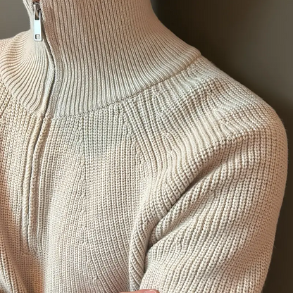 Men's Quarter Zip Sweater | Ribbed Knit Design 7